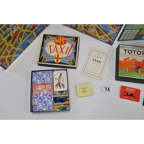 74 - x2 vintage board games - Totopoly with original board and accessories, Taxi game with board and acce... 