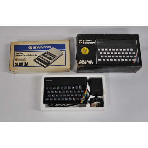 79 - Sinclair ZX Spectrum personal computer with Sanyo slimline portable cassette recorder Slim 3A,  both... 