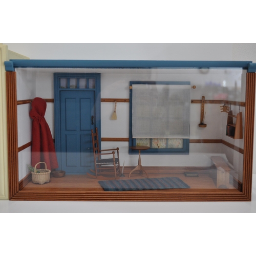 91 - Glass framed miniature dolls house scenes depicting living room and  sitting room  (see also Lots 24... 