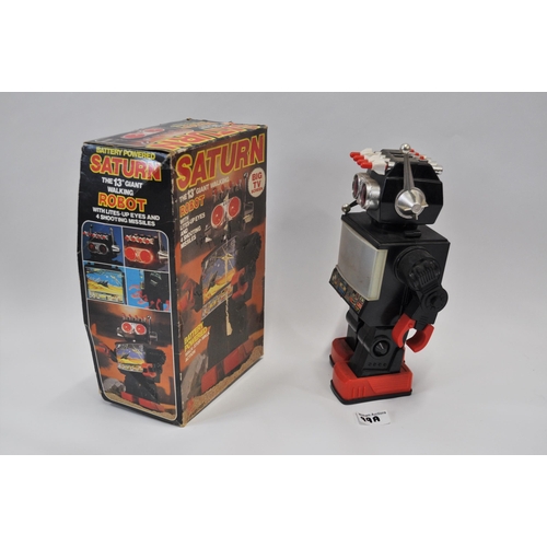 99A - A boxed Saturn robot made by Kamco, together with one other robot, batteries working at time of cata... 