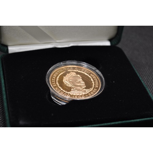 184 - Royal Mint Her Majesty Queen Elizabeth The Queen Mother 22ct Gold Proof Memorial Crown, boxed with C... 