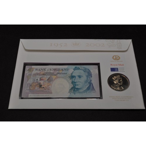 188 - Golden Jubilee Commemorative Cover - stamp crown and bank note set, QE50 008293