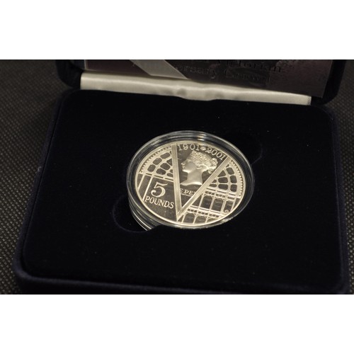 180 - Royal Mint 2001 Silver Proof Victorian Anniversary Crown, denomination £5, boxed with Certificate of... 