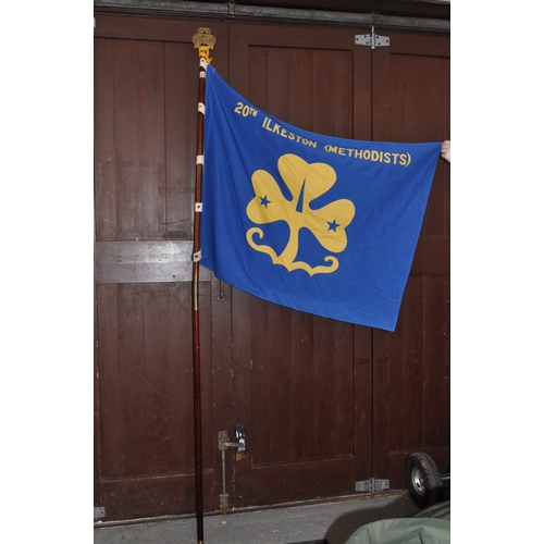 105 - Girl Guide flag pole with GG Finial, 20th Ilkeston (Methodists) flag, approx. size of flag is 45