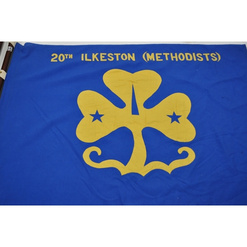 105 - Girl Guide flag pole with GG Finial, 20th Ilkeston (Methodists) flag, approx. size of flag is 45