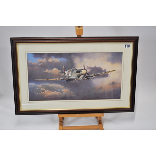 118 - A print of a Supermarine Spitfire in flight 