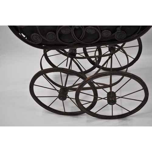 94 - Victorian style pram with hood and ceramic style handles