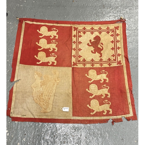 111 - Royal Standard antique flag with banner of arms, approx. size  33