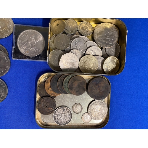 134 - Mixture of predominately British coins to include Georgian Cartwheels, George V silver half crown, s... 