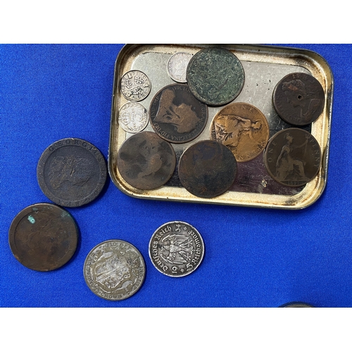 134 - Mixture of predominately British coins to include Georgian Cartwheels, George V silver half crown, s... 