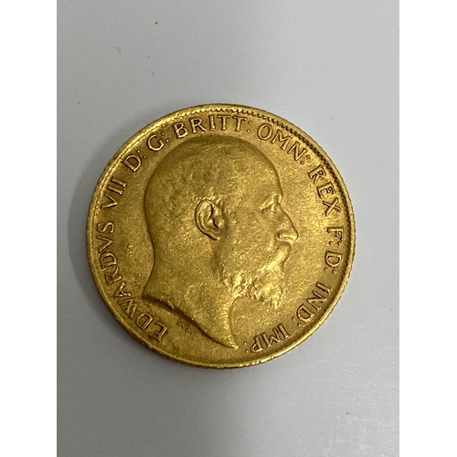 135 - 22ct gold half sovereign coin, Edward VII, 1910