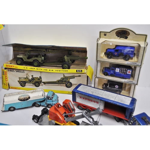 14 - A boxed US JEEP WITH 105MM HOWITZER GUN 615, Dinky maximum security vehicle, and selection of other ... 