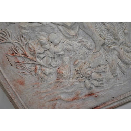 16 - Terracotta wall plaque decor depicting Grecian maiden, L48cm x W28cm