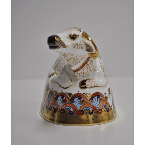 37 - Royal Crown Derby 2004 water buffalo with gold stopper, signed by Cheryl Hallam approx. L 17cms, unb... 