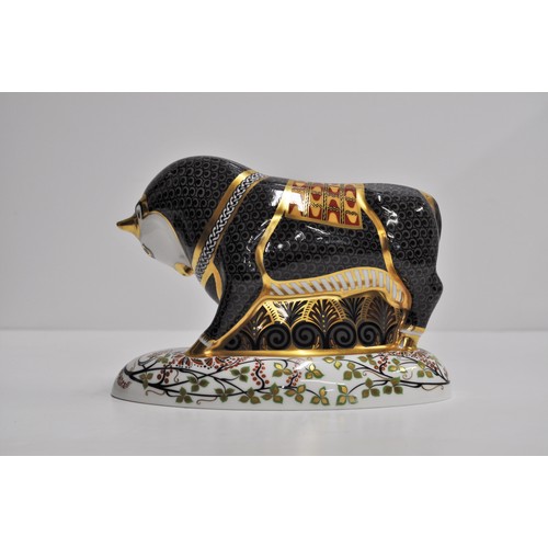 39 - Royal Crown Derby Paplin Grecian Bull paperweight no. 622 of 750. With box and gold stopper. Limited... 