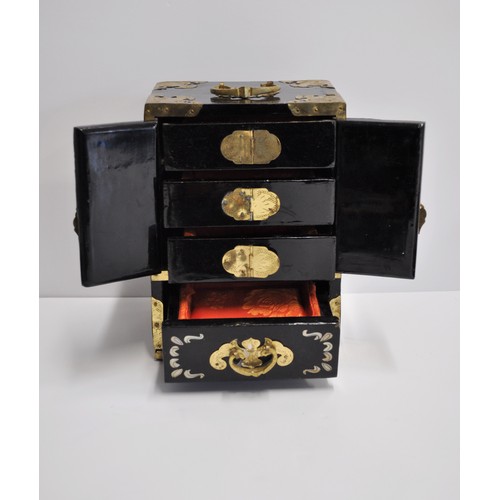 49 - Oriental jewellery box together with a photo album and trinket dish