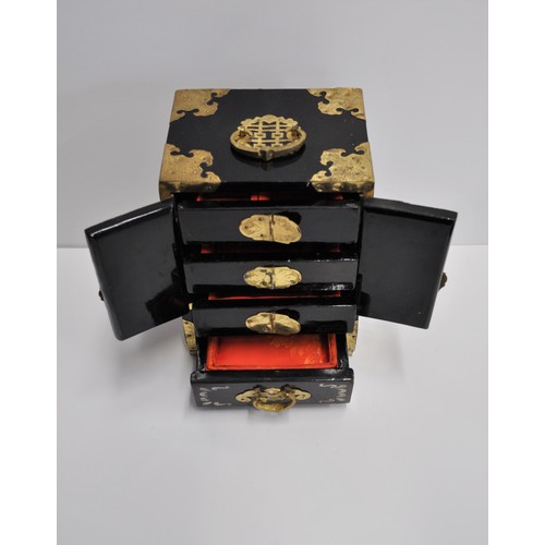 49 - Oriental jewellery box together with a photo album and trinket dish