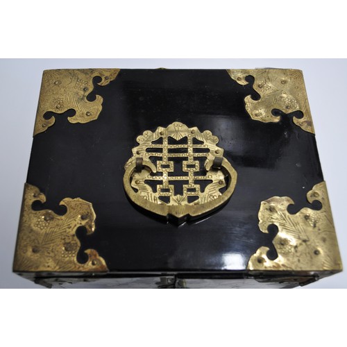 49 - Oriental jewellery box together with a photo album and trinket dish