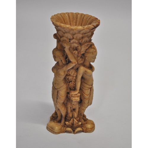 55 - Oriental/Balinese design flower vase and tray depicting female form