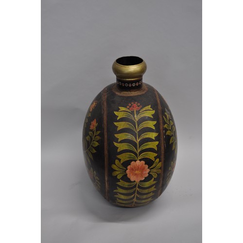 58 - Large Indian style water vessel/vase with hand painted flower decoration, approx. H60cm