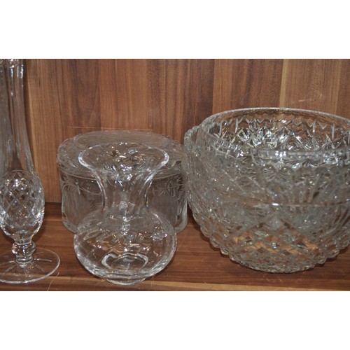 74 - Large quantity of various cut crystal glassware items, including Doulton and Waterford crystal bowls... 