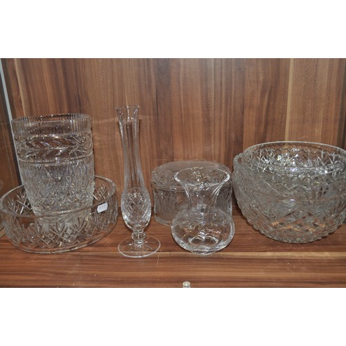 74 - Large quantity of various cut crystal glassware items, including Doulton and Waterford crystal bowls... 