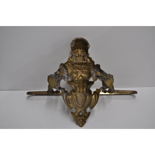 84 - Victorian style Patinated brass towel holder with woman holding rack