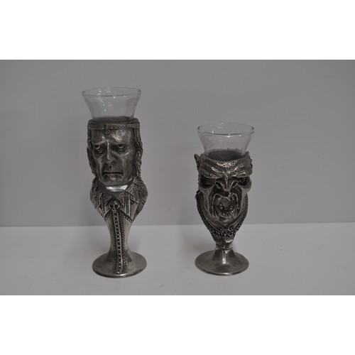 91 - Royal Selangor Pewter/glass Lord of the Rings Shot glasses of characters Sauron and  Orc in original... 