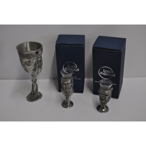 91 - Royal Selangor Pewter/glass Lord of the Rings Shot glasses of characters Sauron and  Orc in original... 