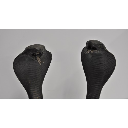 97 - A pair cast metal cobras,  approx. H 32cm