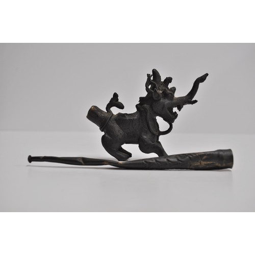 99 - Two bronzed opium pipes in the form of an Elephant