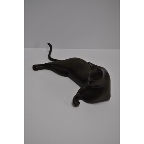 108 - Bronzed effect cat ornament in a resting position