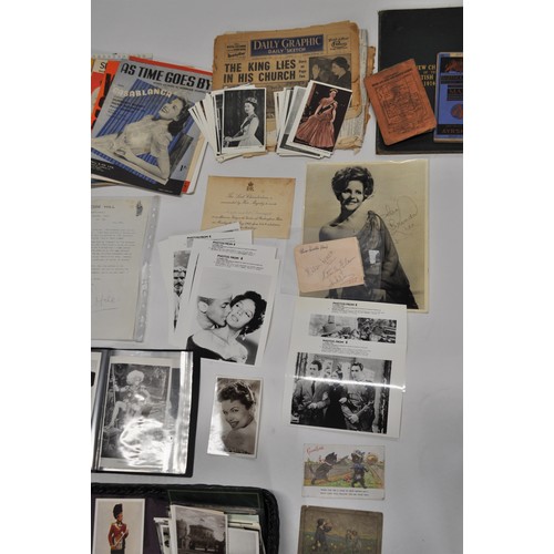 116 - Mix film, stage and music related ephemera items, including signed photographs, royal memorabilia, p... 