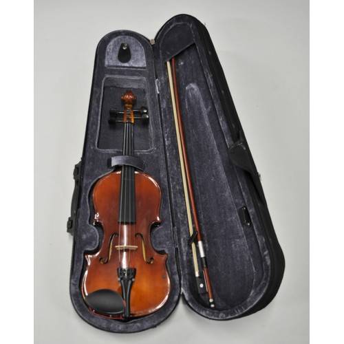 132 - x3 student violins, including a Chantry model 7369,  with bow and cases