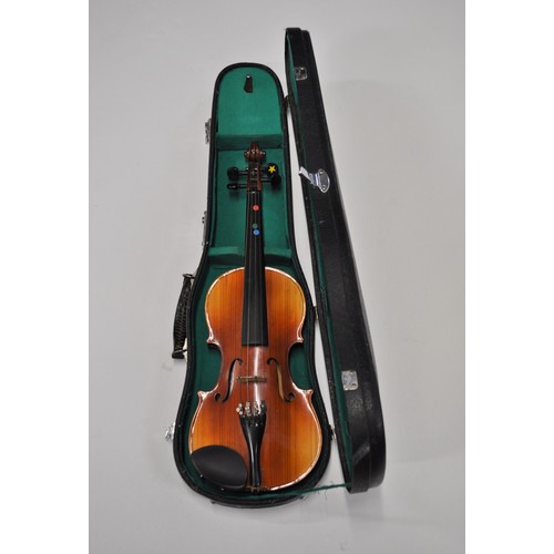 132 - x3 student violins, including a Chantry model 7369,  with bow and cases