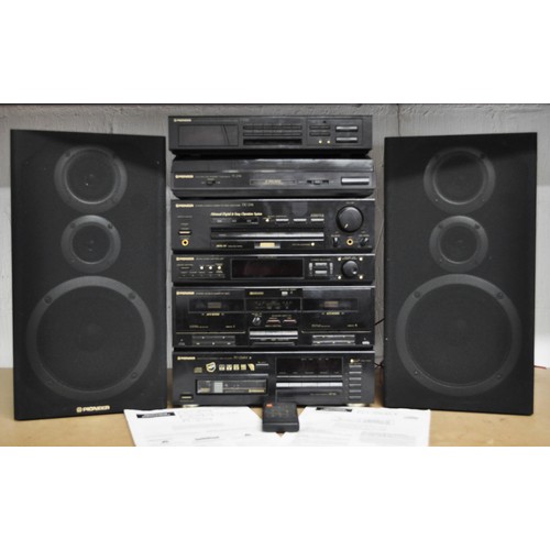 136 - Pioneer Stacking music system to include Stereo Double Cassette Deck Amplifier model no. DC-Z94, Dig... 