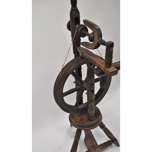 144 - Spinning wheel, approx overall height 4ft