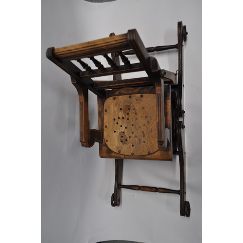 145 - Antique metamorphic high chair on casters (approx. overall height 98cm)