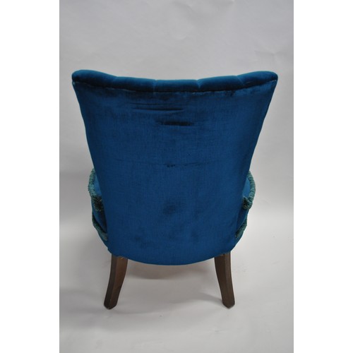 146 - Boudoir chair upholstered in teal velour fabric