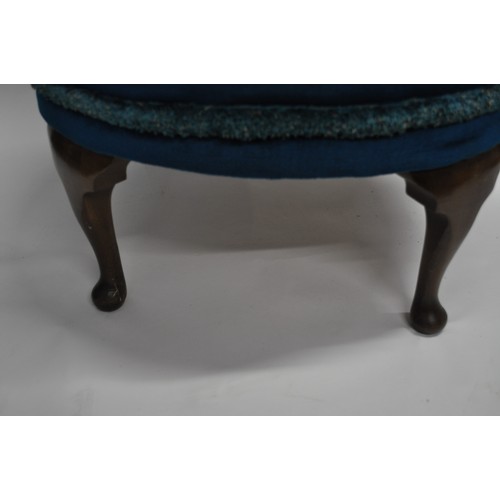 146 - Boudoir chair upholstered in teal velour fabric