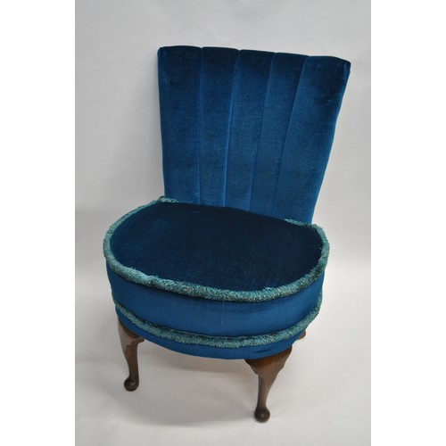 146 - Boudoir chair upholstered in teal velour fabric