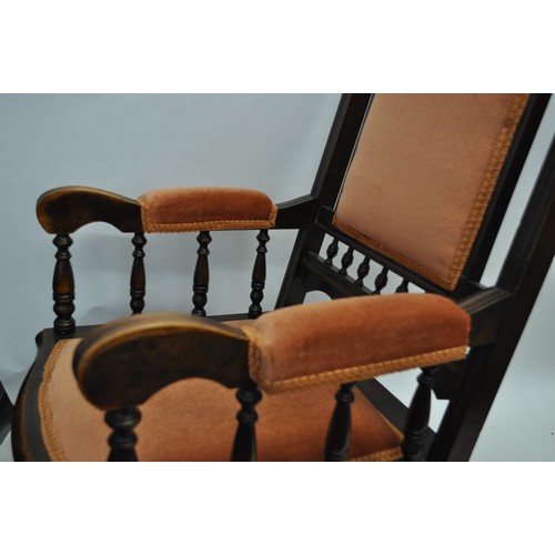 147 - Vintage American rocker chair with velour upholstery