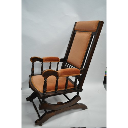 147 - Vintage American rocker chair with velour upholstery