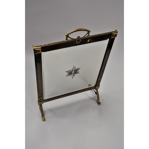 151 - Victorian fire screen mirrored panel with central starburst design RD694498 D&M to reverse of brass ... 