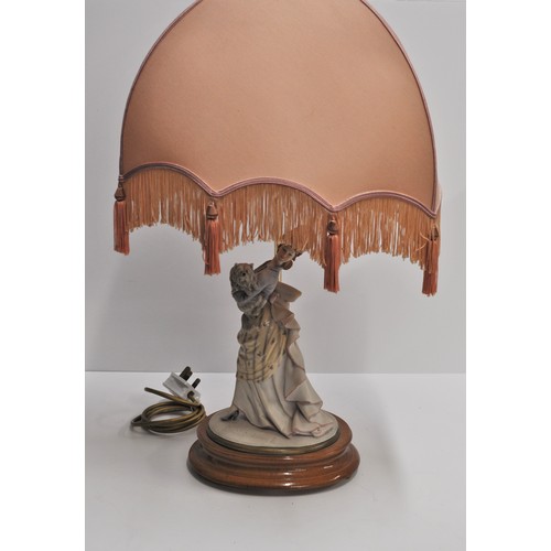 156 - Capodimonte figural table lamp with shade signed B Merli to base, untested