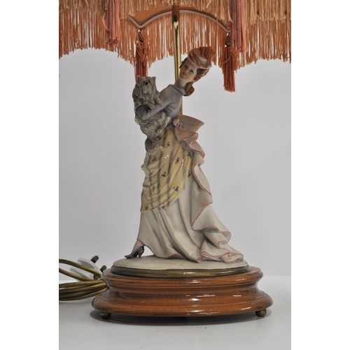 156 - Capodimonte figural table lamp with shade signed B Merli to base, untested