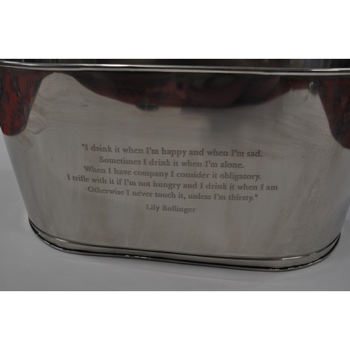 192 - Large oval champagne bucket with inscriptions reading Lily Bolinger and Napoleon Bonaparte, approx 6... 