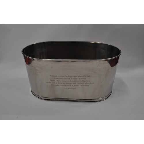 192 - Large oval champagne bucket with inscriptions reading Lily Bolinger and Napoleon Bonaparte, approx 6... 