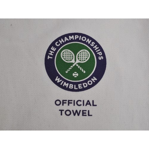 228 - Wimbledon tennis merchandise -  official towel in bag and two Wimbledon mugs from 29 June - 12 July ... 