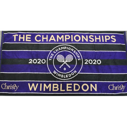 228 - Wimbledon tennis merchandise -  official towel in bag and two Wimbledon mugs from 29 June - 12 July ... 